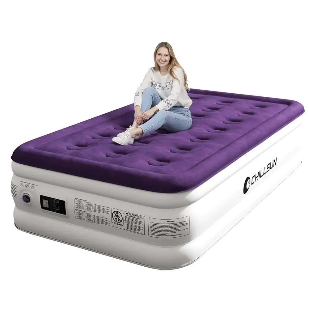 

Twin Air Mattr Inflatable Airbed With Built In Pump, 3 Mins Qui Self-Inflation, Comfortable Top Surface Blow Up Bed For Home