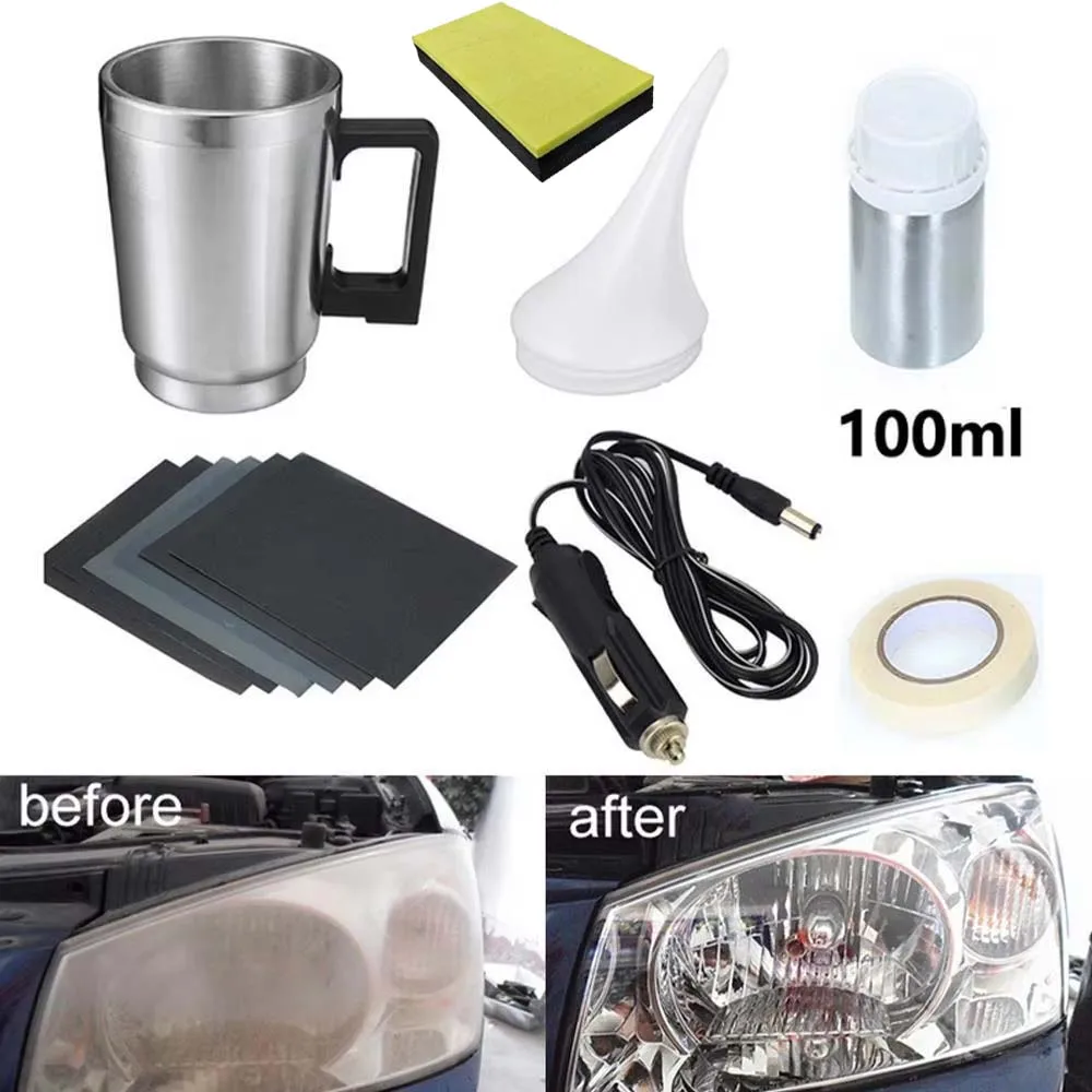 Premium Mug Steamer Car Headlight Restoration Kit Can Type Steam Fumigator Headlamp Polishing Auto Lens Cleaning Repair Kit