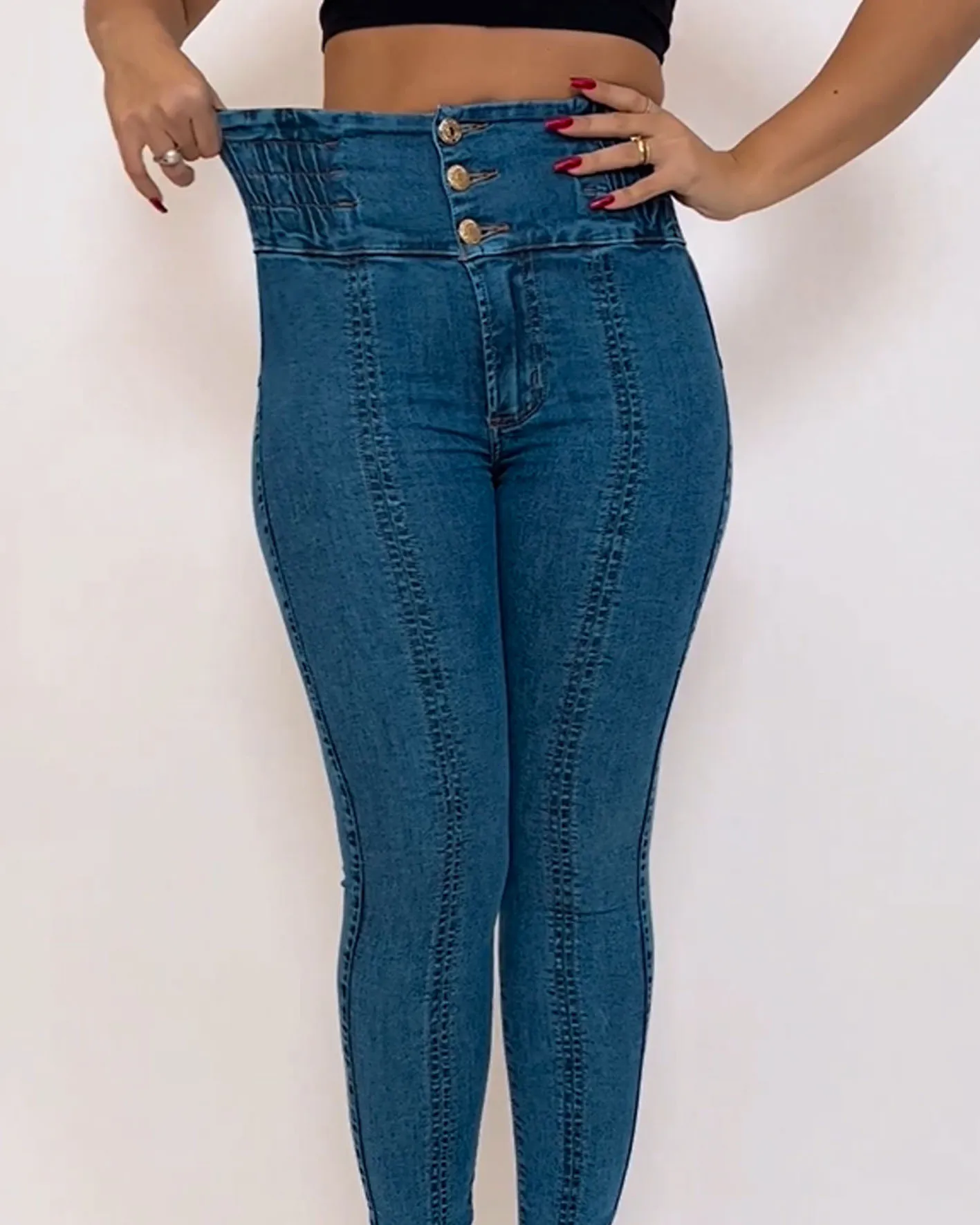 Jeans elásticos de cintura alta para moldar o corpo, aparador de coxas japonês, estilo anos 2000, bodysuit Y2K, adequado para qualquer lugar, 2024