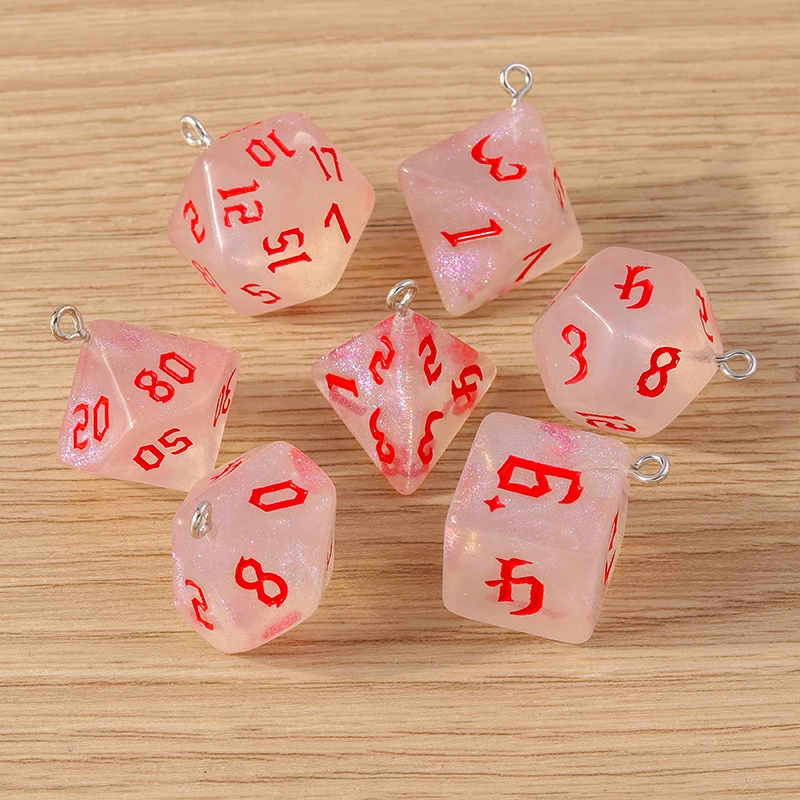 7 Stück gemischte bunte Harz-Spielwürfel-Anhänger für die Schmuckherstellung, Ohrringe, Halsketten, Schlüsselanhänger, DIY-Bastelzubehör – Detail 11
