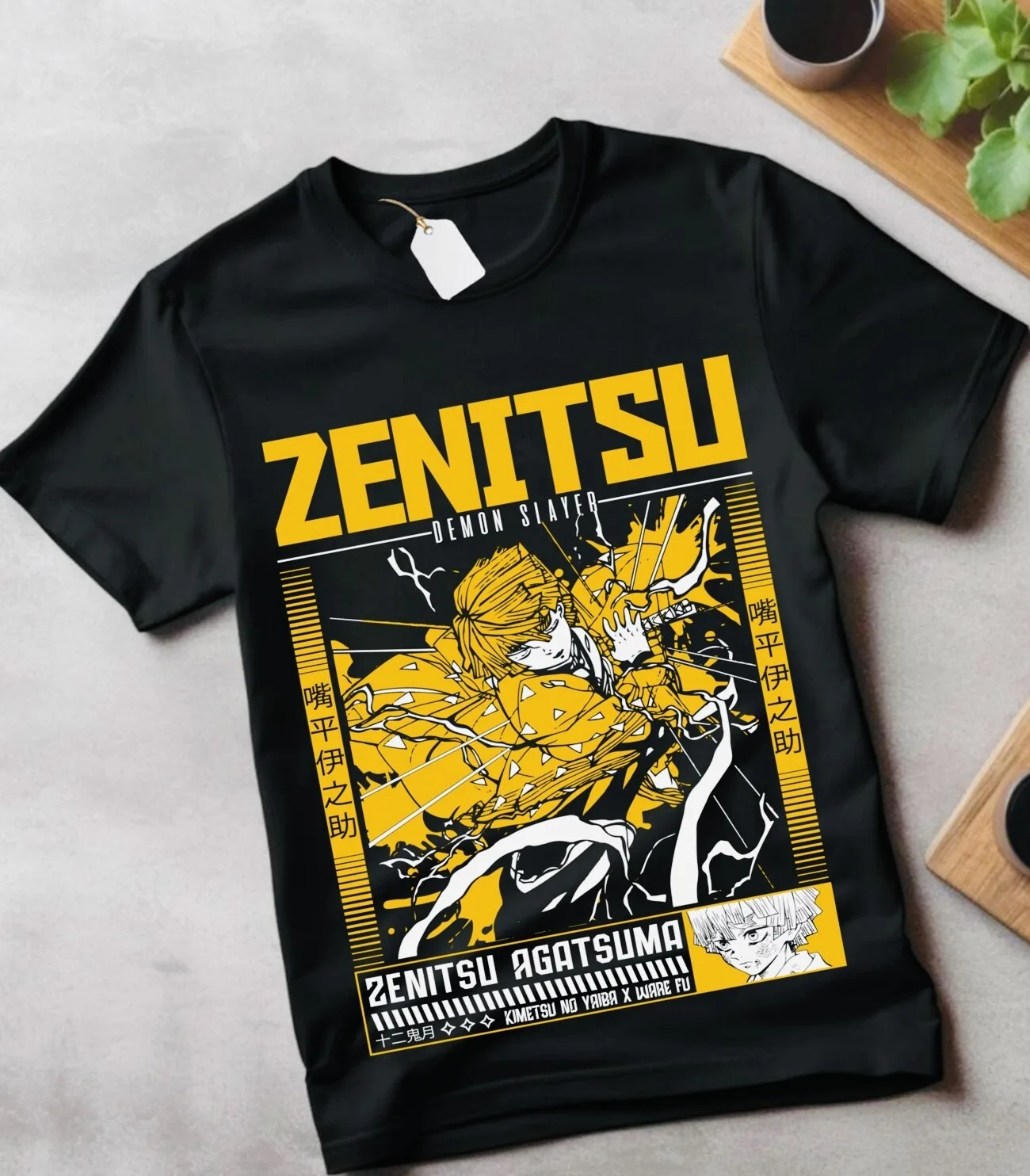 2026 Sommer Demon Slayer Anime Zenitsu Agatsuma Bedrucktes lockeres Kurzarm-T-Shirt aus reiner Baumwolle für Kinder, Unisex, lässig, locker geschnitten