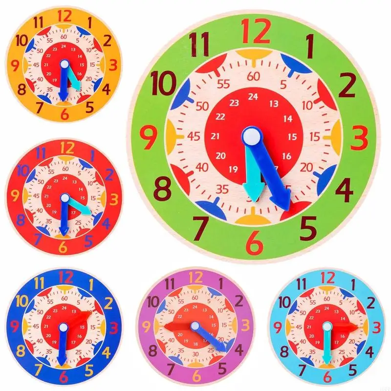 16FE Wooden Clock Activity Center Interactive Teaching Aids Learning Toy