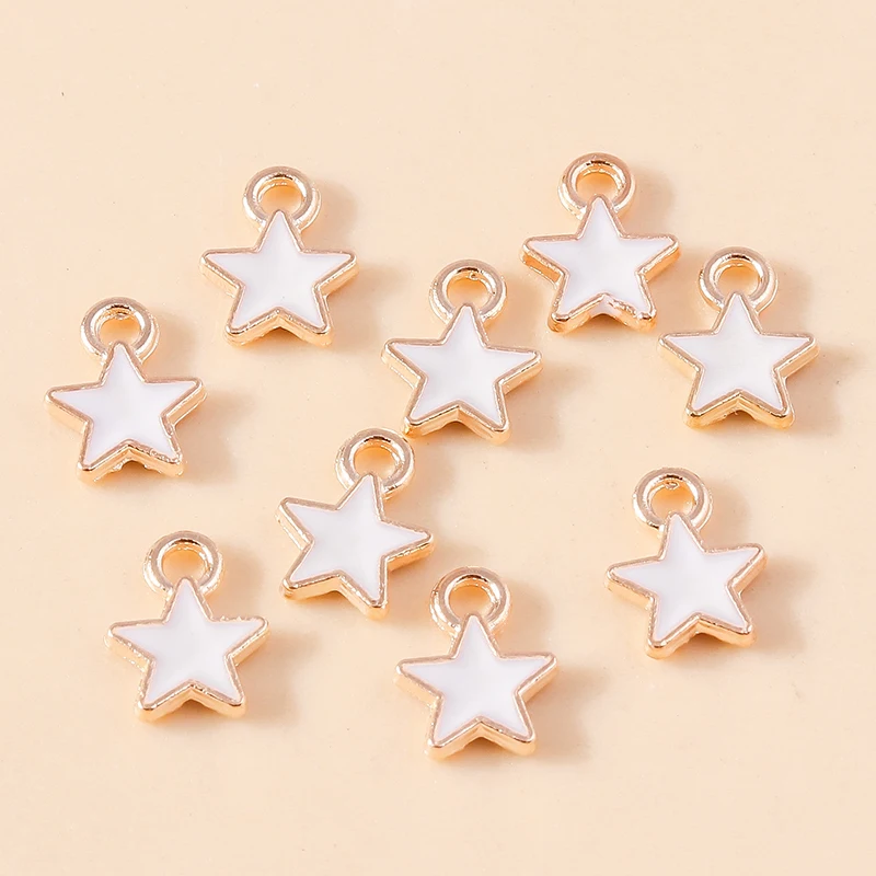 Leslie 30 Stück 8*9mm Mini-Charm Metall-Emaille Kleine Stern-Anhänger für DIY Armband Halskette Schmuckherstellung Zubehör – Detail 10