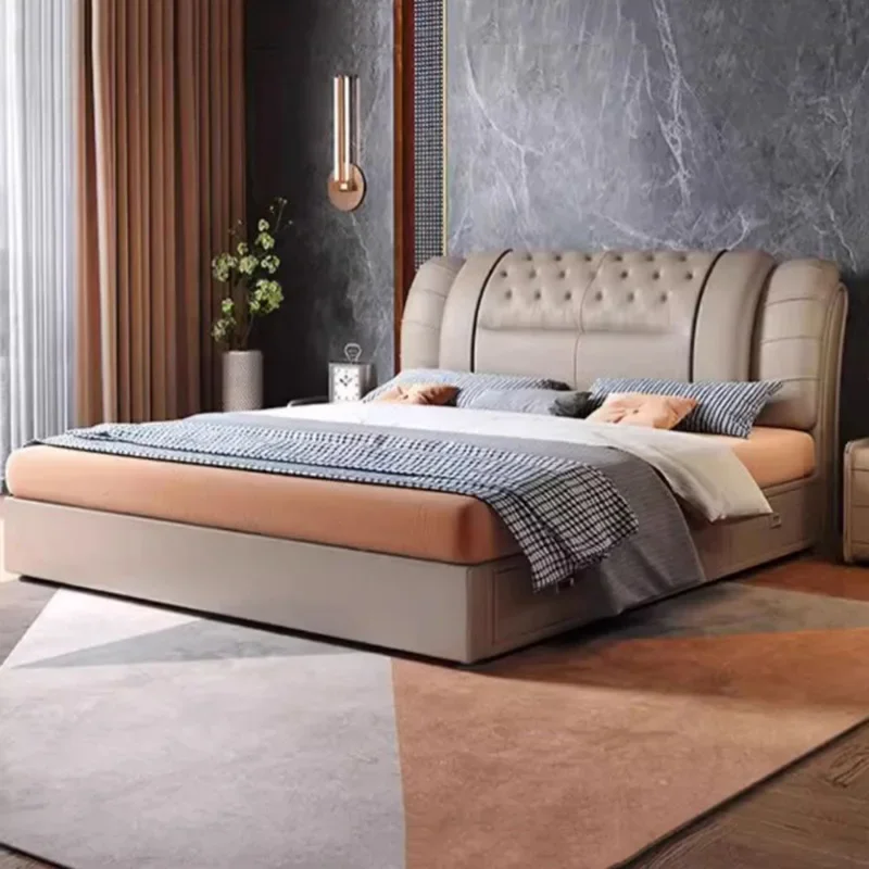 Luksusowe łóżko wieloosobowe rozmiar Queen nowoczesny Hotel podwójne łóżko przestrzeń magazynowa meble do sypialni Cama De Casal Luxuosa