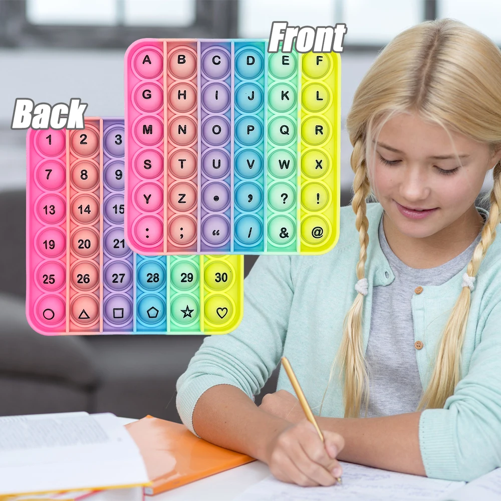 Juguete de aprendizaje de matemáticas con números y letras con burbujas de empuje rápido, tablero educativo para niños de 3 años, regalos para el aula