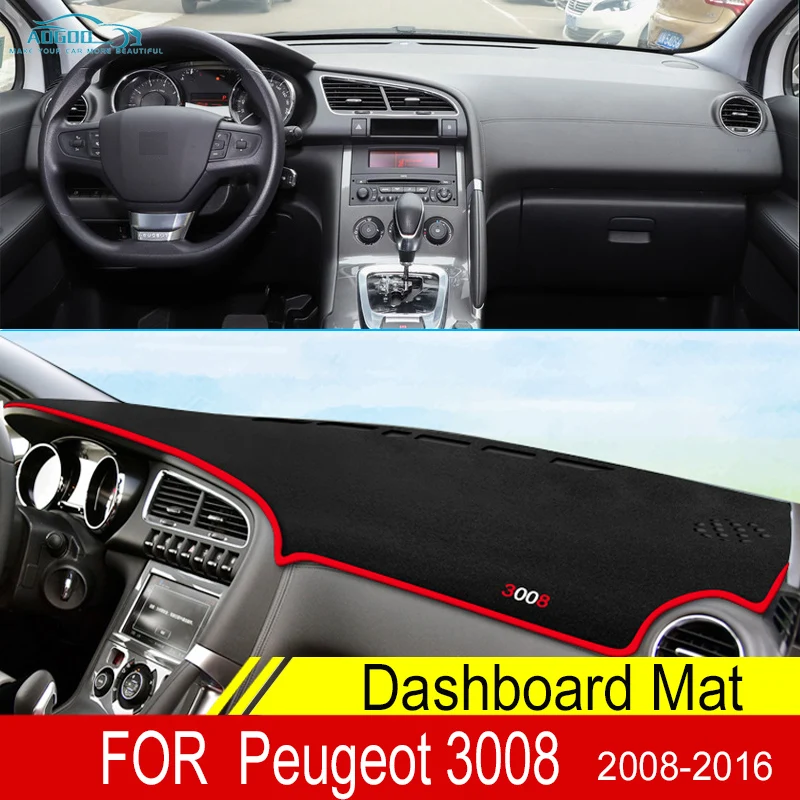 

For Peugeot 3008 2008~2016 MK1 3008GT GT Car Dashboard Cover Mats Avoid Light Pads Anti-UV Anti-Slip Case Carpets Accessories