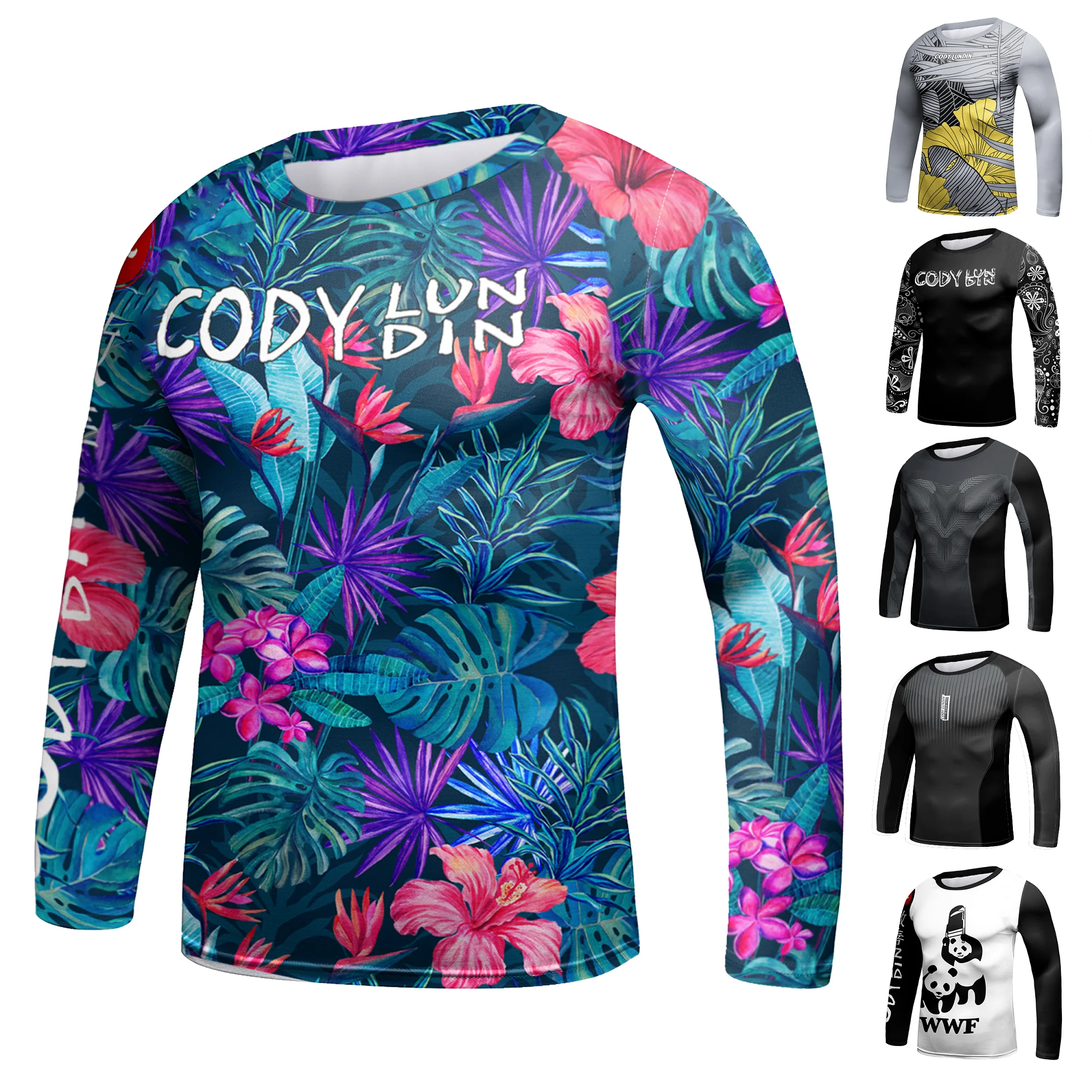 4-12 Years Old Kid's Flower Printed Beach Shirt Anti-uv Swimming Surfing Rashguard Elasticity Sport Compression bjj T-shirtt