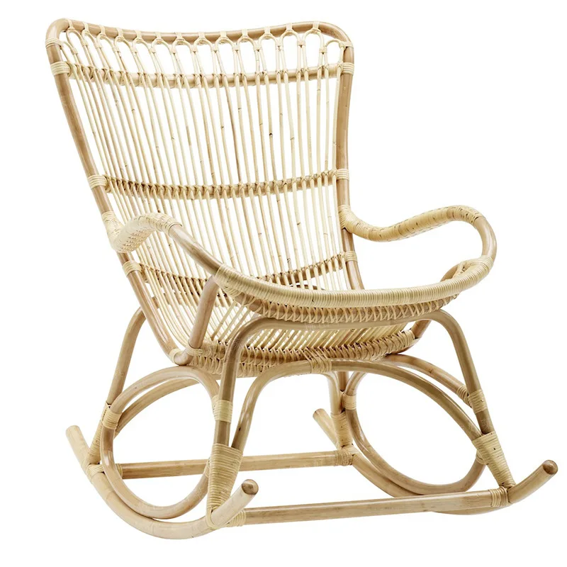 

True Rattan Rocking Chair Adult Nordic Indonesian Rattan Handwoven Rattan Sofa Balcony Leisure