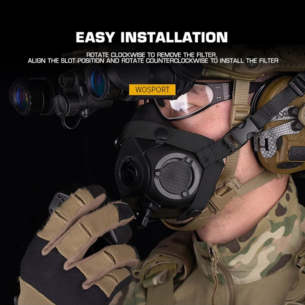 SOTR Tactical Respirator Mask Built-in Microphone Communication Special Operations Half-mask Replaceable Filter CS Airsoft Masks