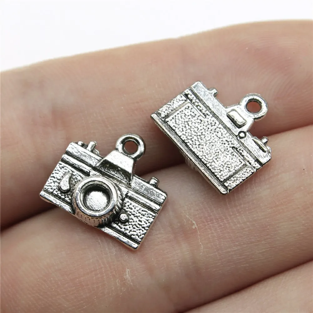 WYSIWYG 10pcs 15x14mm Antique Silver Color Antique Bronze Camera Pendant Camera Charm Pendant Camera Pendants Charm