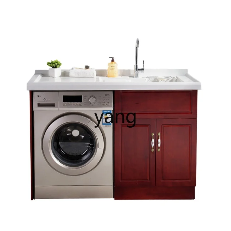 

LMM balcony solid wood laundry cabinet pool slot significant other laundry basin with rubbing board