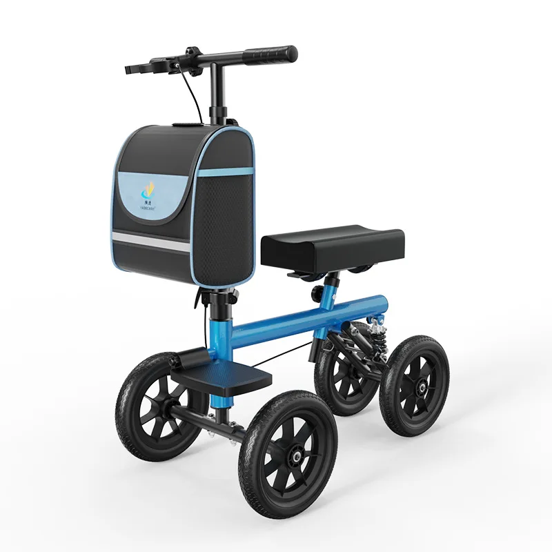 Coche de rodilla absorbente de golpes con pedales, plegable, de una sola pierna, para conducir en la rodilla