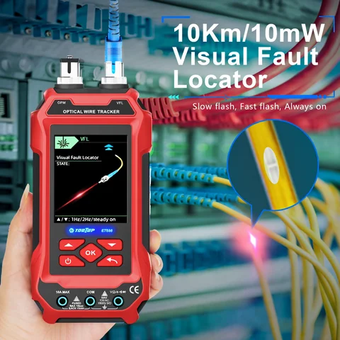 TOOLTOP Network Cable Tester 4 in 1 Multi-function Fiber Optical Power Meter Visual Fault Locator noise-free LAN Line Tracking