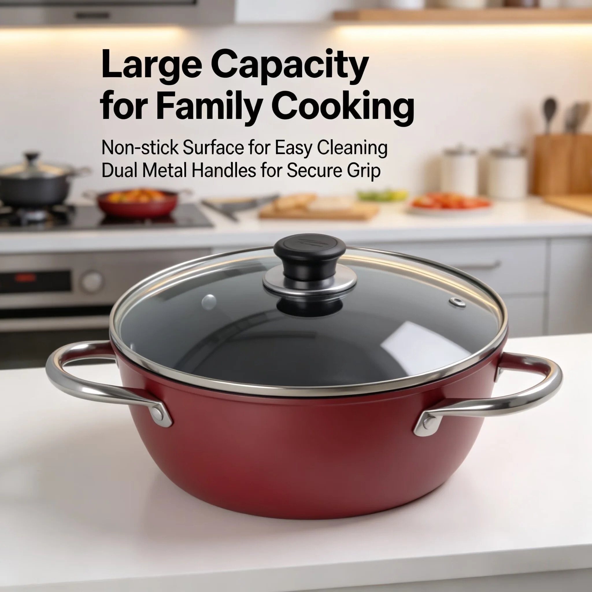 Olla para sopa antiadherente, de doble asa, para el hogar, olla para guisar, para cocinar en el dormitorio, para cocinar fideos instantáneos, para cocinar sopa, compatible con estufa de gas e inducción.