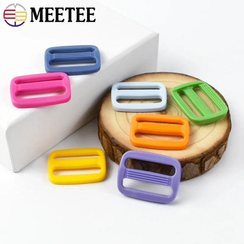 20/50Pcs Meetee 15/20/25mm Plastic Tri-Glide Slider Buckles Webbing Strap Adjustable Clasp Bag Shoes Belt Hook Sewing Accessory