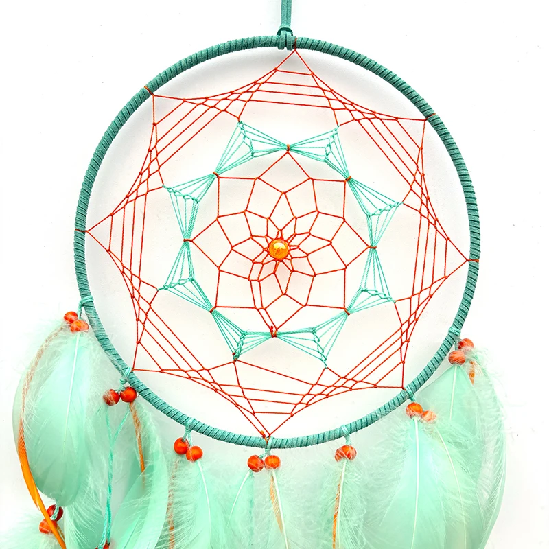 حلم الماسك الطبيعي المنسوجة يدويا الريش الرياح الدقات جدار المعلقات حفلة عيد ميلاد حلي معلقة ديكور المنزل الهدايا الروحية #4