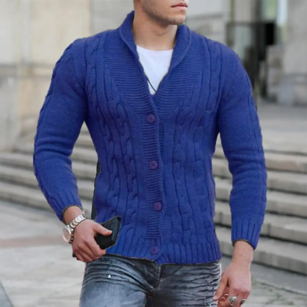 Men's Knitted Cardigan Sweater, Long Sleeve, black Knit Jacket, Men's Coat, Casual Knitwear, Autumn, Winter Clothing, 2024