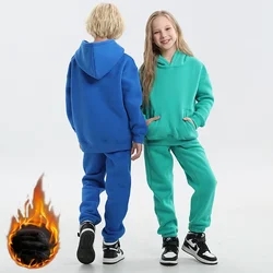 Boys Clothes Set Fleece Thick Warm Hoodie Sweatpants Two Pieces Teen School Girls Outfits 2024 Winter Casual Tracksuit for Kids