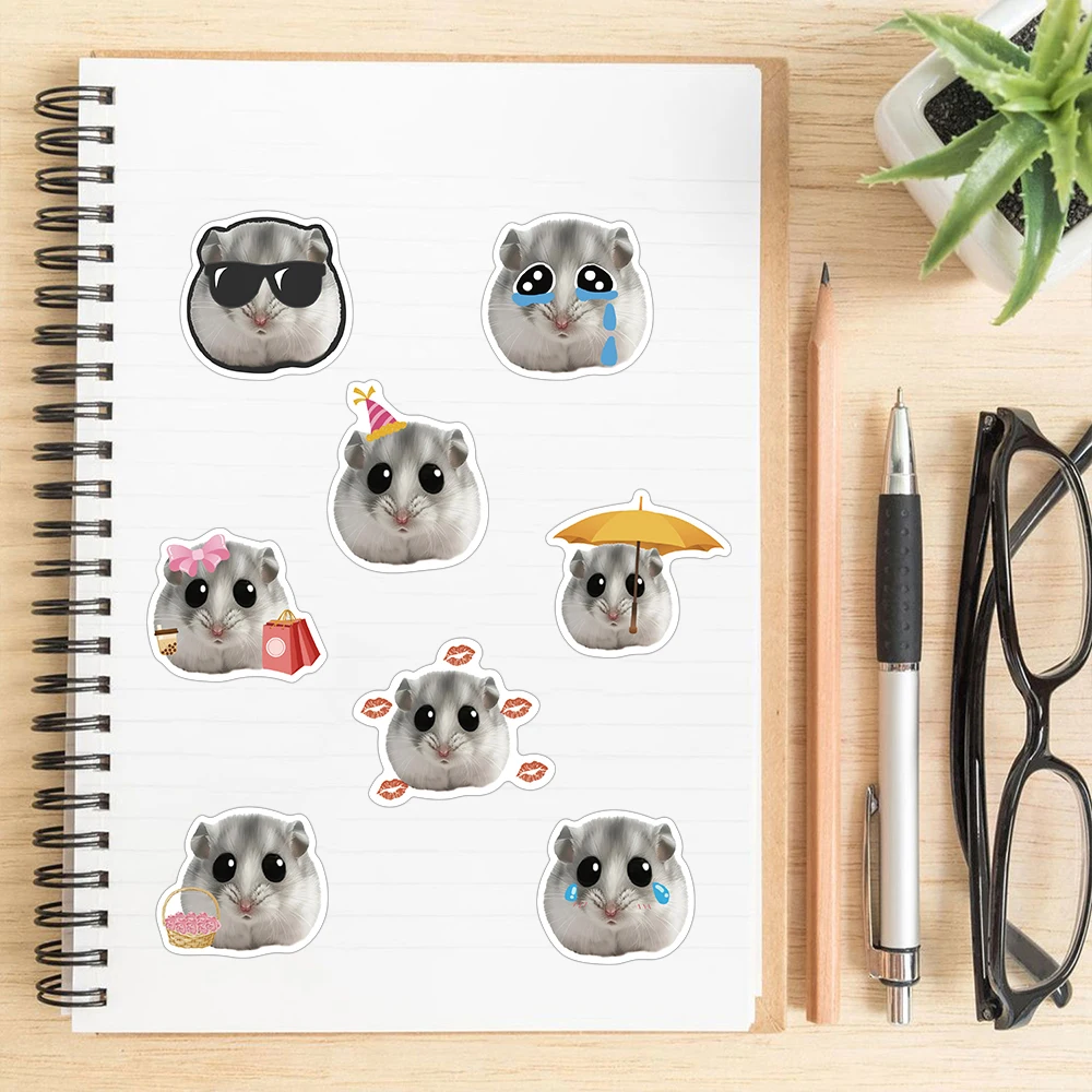 50PCS Funny MEME Hamster Sticker Waterproof PVC Cute Interesting Decoration Phone Case Luggage Laptop Helmet Guitar Gift Decal