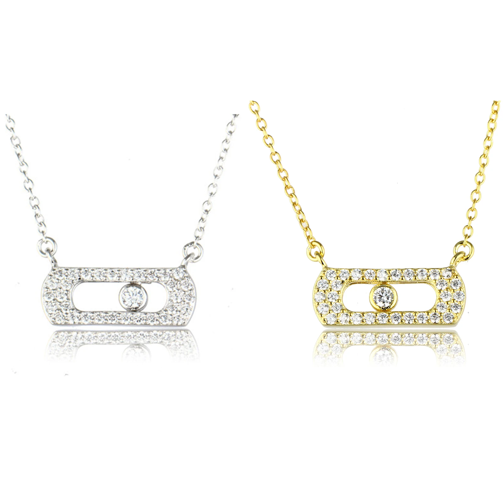 

Серебряные кулоны S925 с подвижным камнем на цепочке для женщин, съемный камень, тонкая цепочка, циркон, одинарная цепочка, подвижный кулон