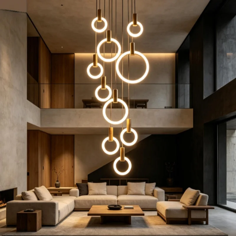 

Solid Wood Ceiling Chandelier Modern Pendant Light for Stair Entrance, Bedroom, Living Room, Kitchen & Dining Room Home Lamp