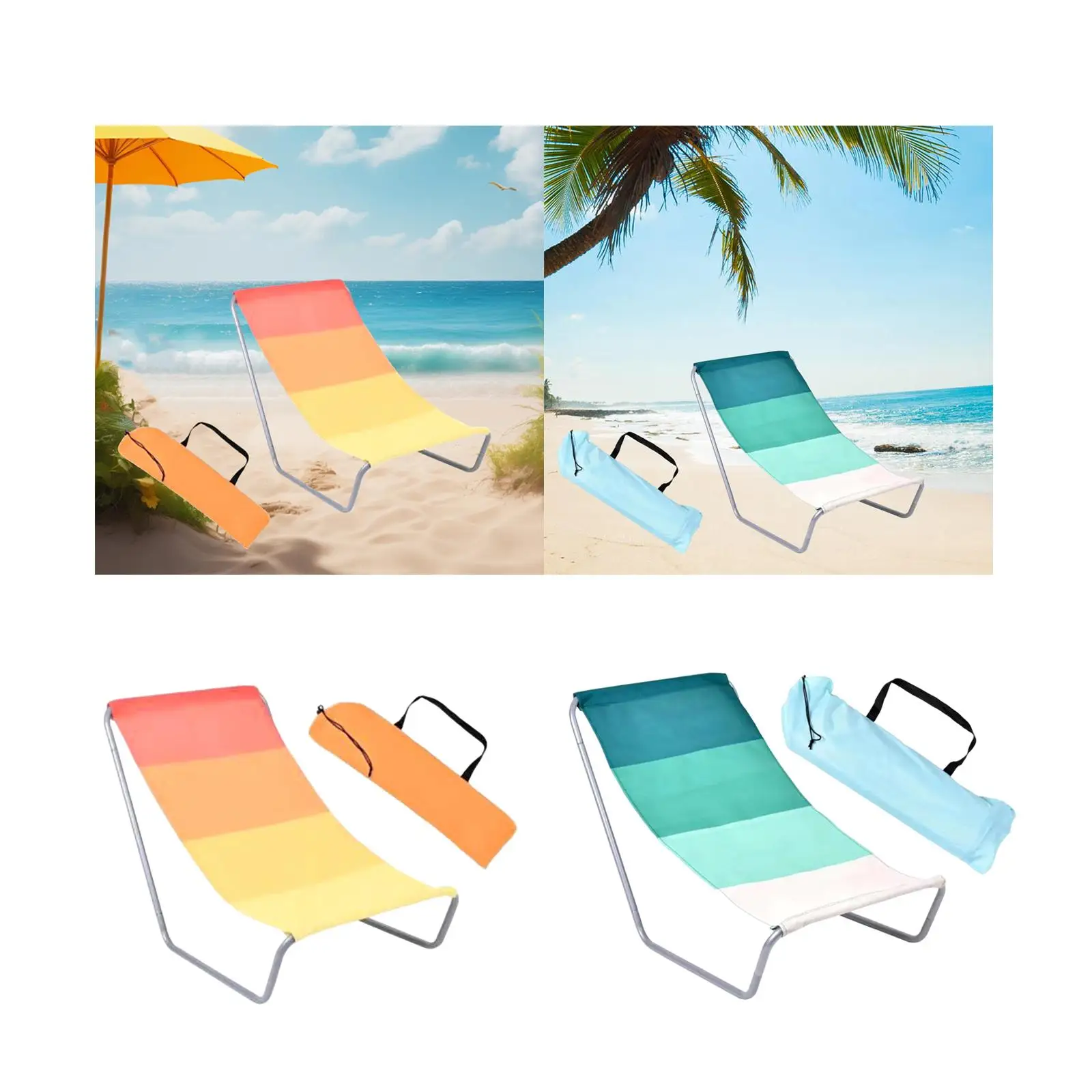 

Foldable Beach Chair Practical Portable Non Slip Reclining Camping Chair Outdoor Recliner for Lawn Pool Picnic Patio Garden