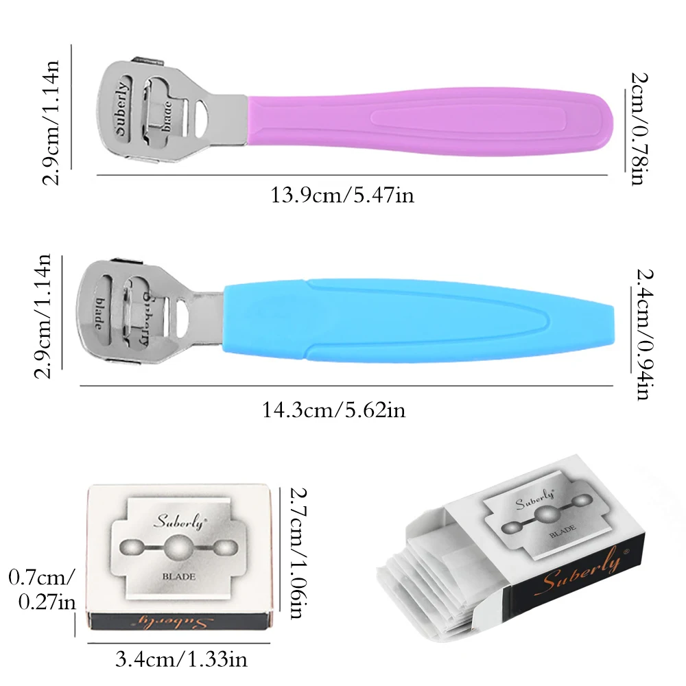Removedor de callos de acero inoxidable, afeitadora de piel de pies, cortador de cutículas de maíz, cuchillas de raspado, lima de pedicura, eliminación de piel muerta, herramienta para el cuidado de los pies