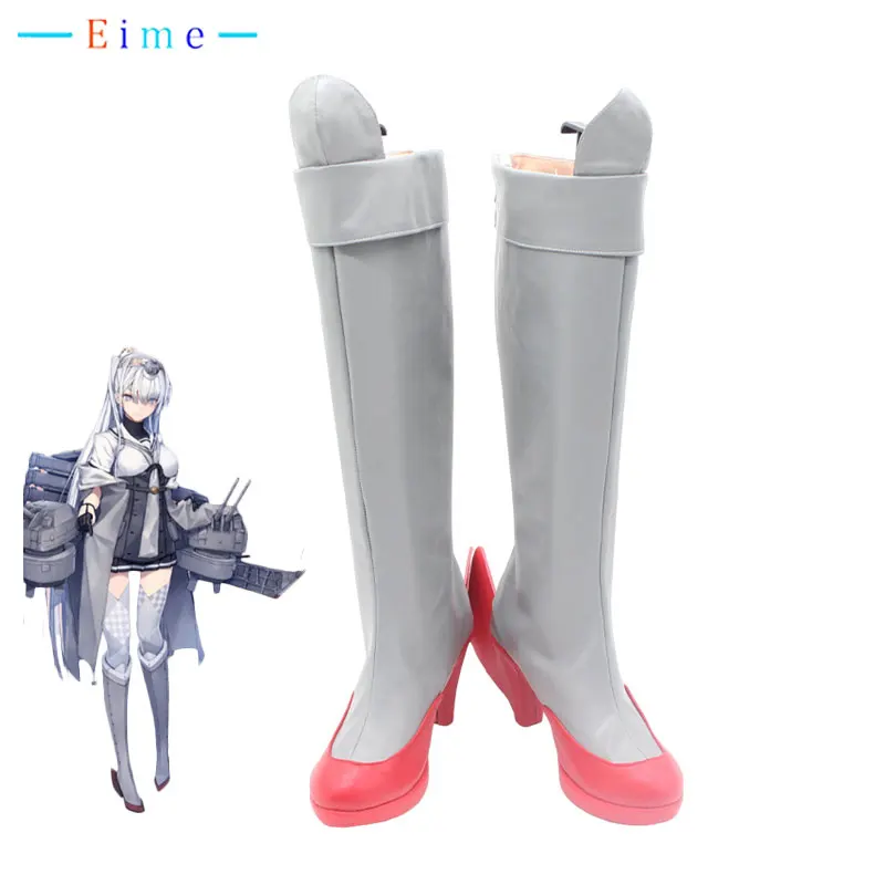 

Anime Kantai Collection Fuyuzuki Cosplay Shoes Halloween Carnival Boots Anime PU Leather Shoes Cosplay Props Custom Made