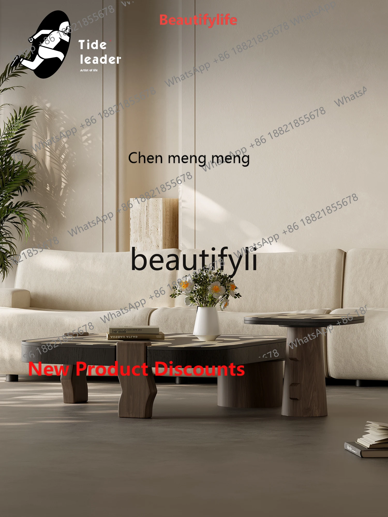 

2003 Italian minimalist designer square coffee table living room home art coffee table combination