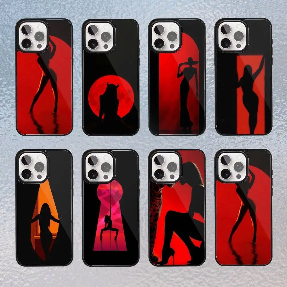 

Red Sexy Lady Style Phone Case for iPhone 17,16,15,14,13,12,11 Plus,Pro Max Magnetic Wireless Charging Cover