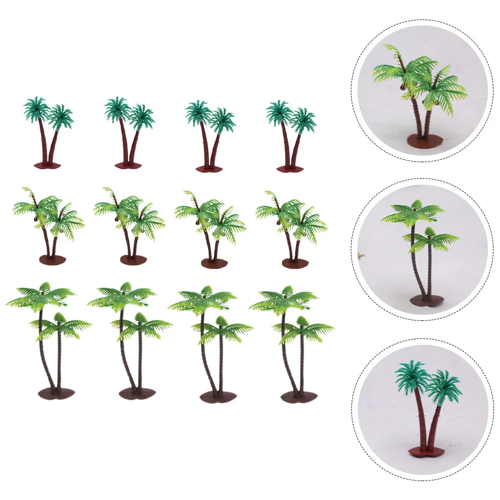 12 Pcs Dollhouse Toys Fake Trees Miniature Plants Faux Lifelike Palm Model Diorama Accessories Models