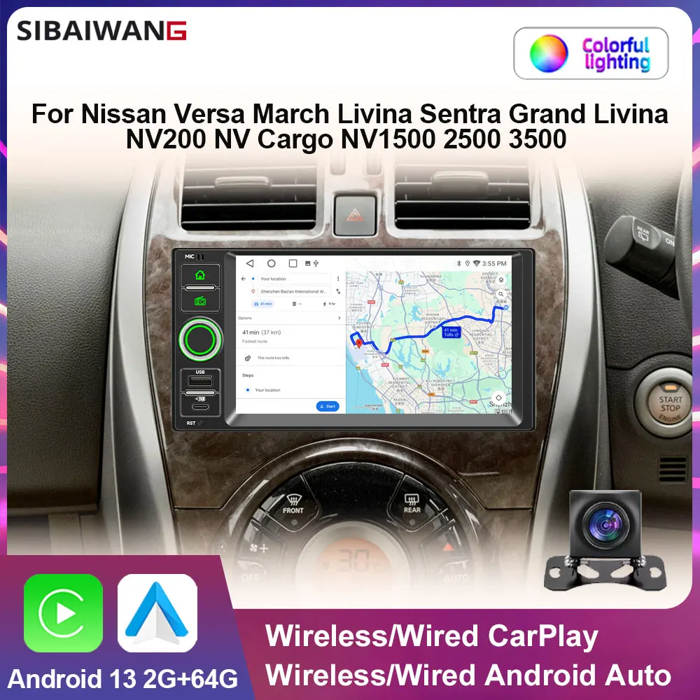 7'' Car Radio Android For Nissan Versa March Livina Sentra Grand Livina NV200 Car Multimedia Player CarPlay GPS WIFI RDS FM AUX