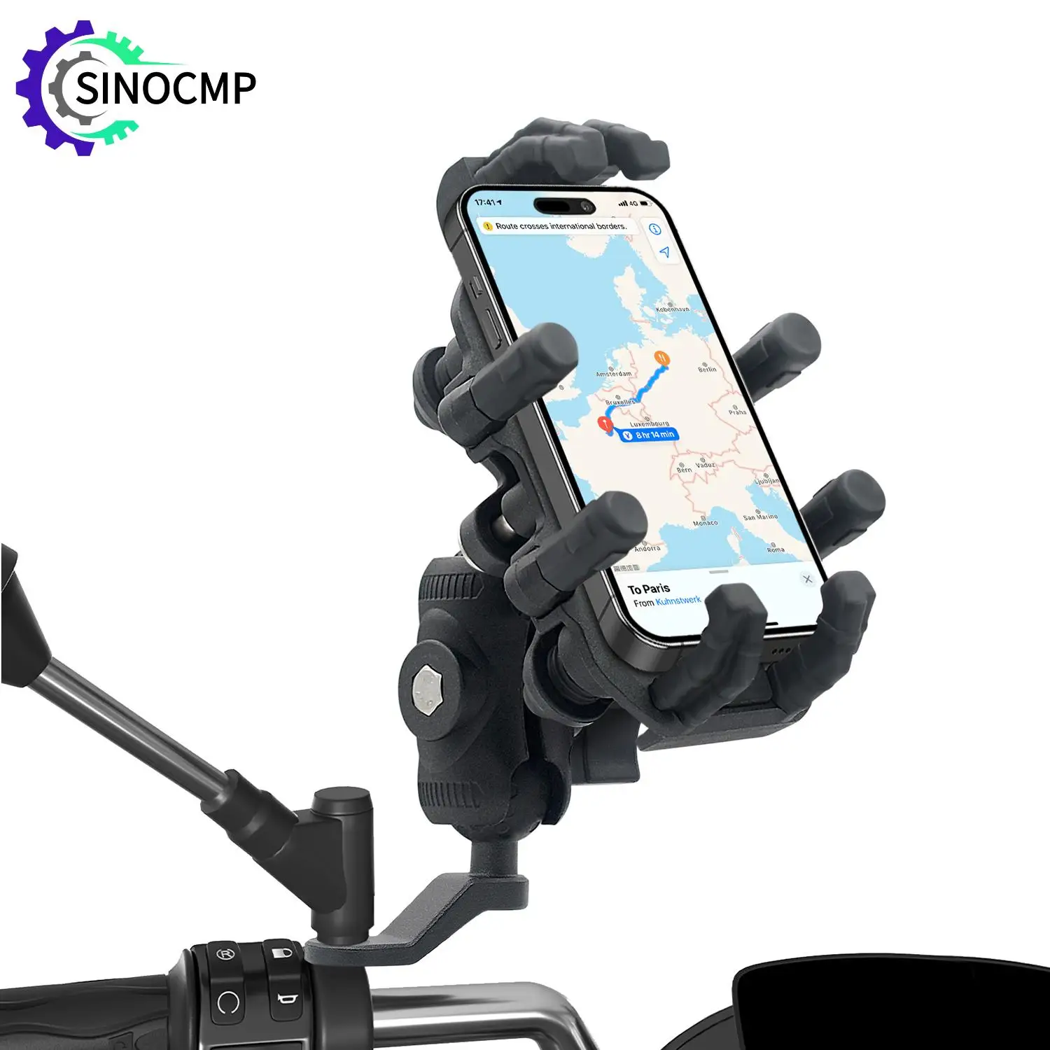 Motorcycle Cell Phone Support Handlebar Bracket Mobile Mirror Mount Navigation Stand Anti Vibration Handle Holder Bike Bicycle