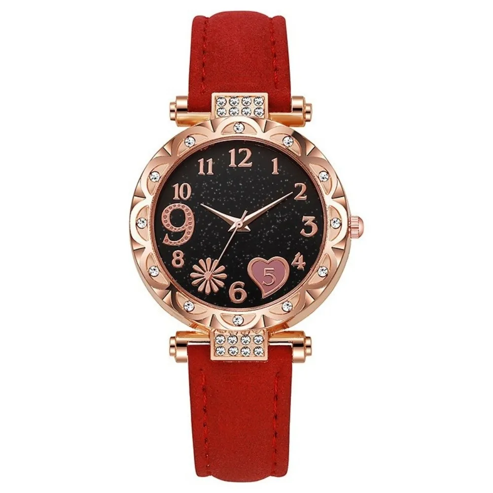Reloj Mujer Leather Band Women's Watch Rhinestone Fresh Design Ladies Watch Quartz Watch Daily Wear