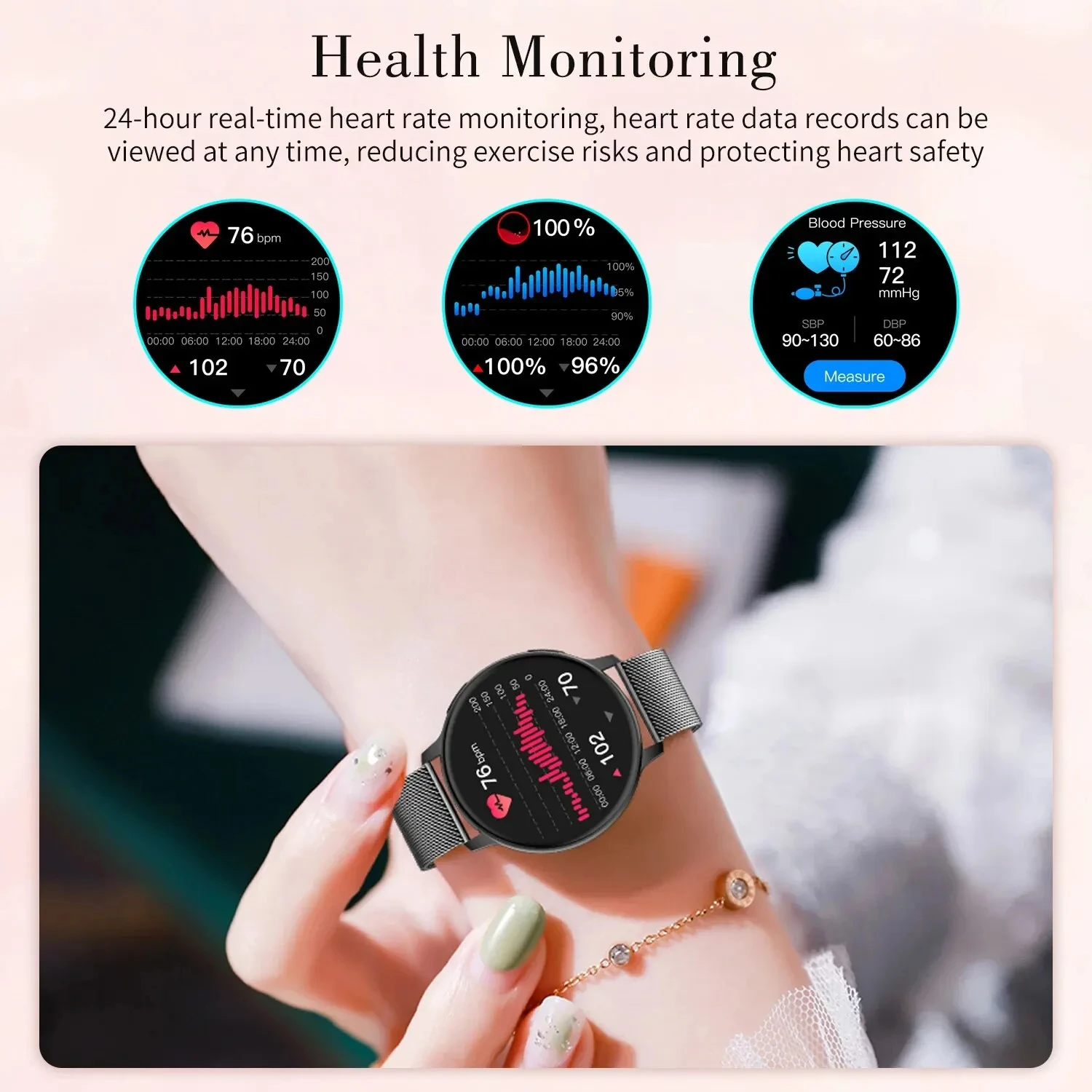 

Bluetooth Call Smart Watch For Women 1.39" HD Screen 100+ Sports Modes IP67 Waterproof Heart Rate Monitoring Fitness Smartwatch