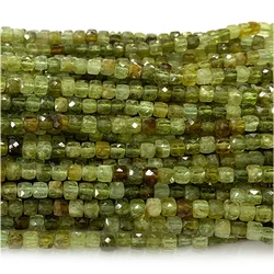 Veemake Tsavorite Green Garnet Faceted nieregularne kostki małe koraliki do tworzenia biżuterii naturalne kamienie szlachetne kryształowy naszyjnik DIY