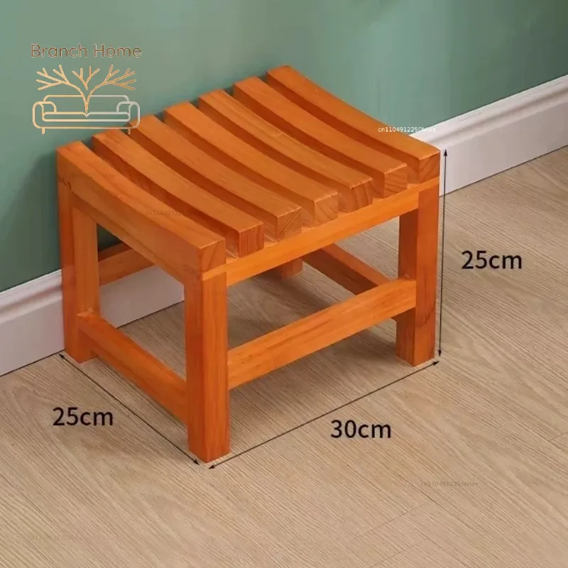 Solid Wood Shower Bench - Non-Slip Stool for Elderly & Pregnancy, Foldable Entryway Seat with Backrest, Living Room Ottoman