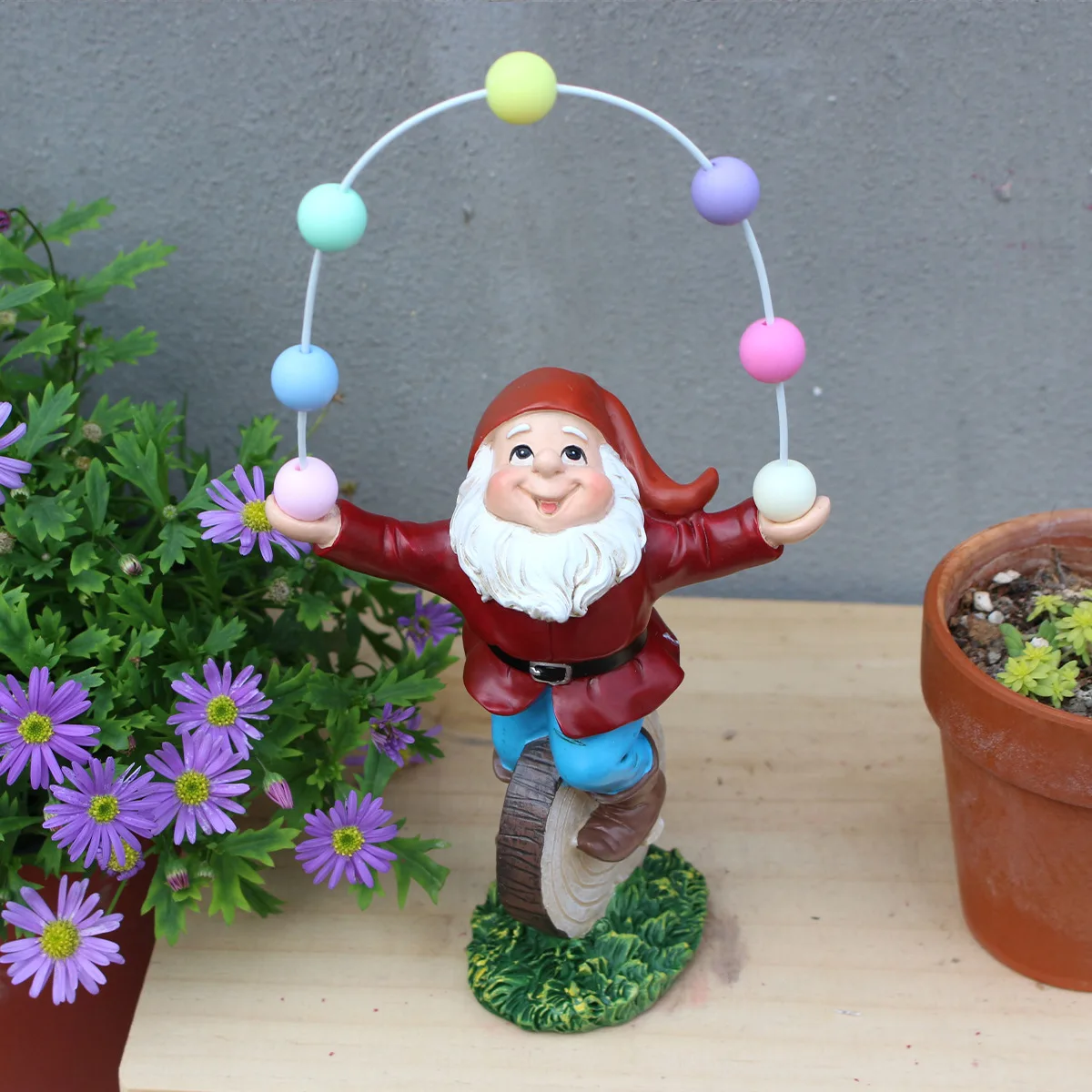 

‌Whimsical Gnome Statue - Resin Figurine with Colorful Beads, Fairytale Decor