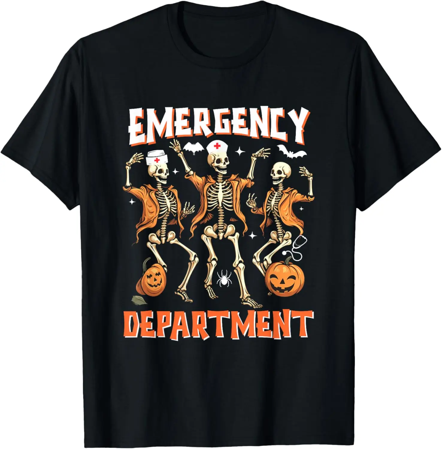 ER Nurse Halloween Room Emergency Department Funny Skeletons T-Shirt