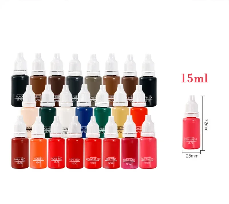 15ml Eyebrow Microblading Pigment Pmu Tattoo Ink for Eyeliner Lips Semi-permanent Pigment Body Art Gloss Tint Makeup Airbrush