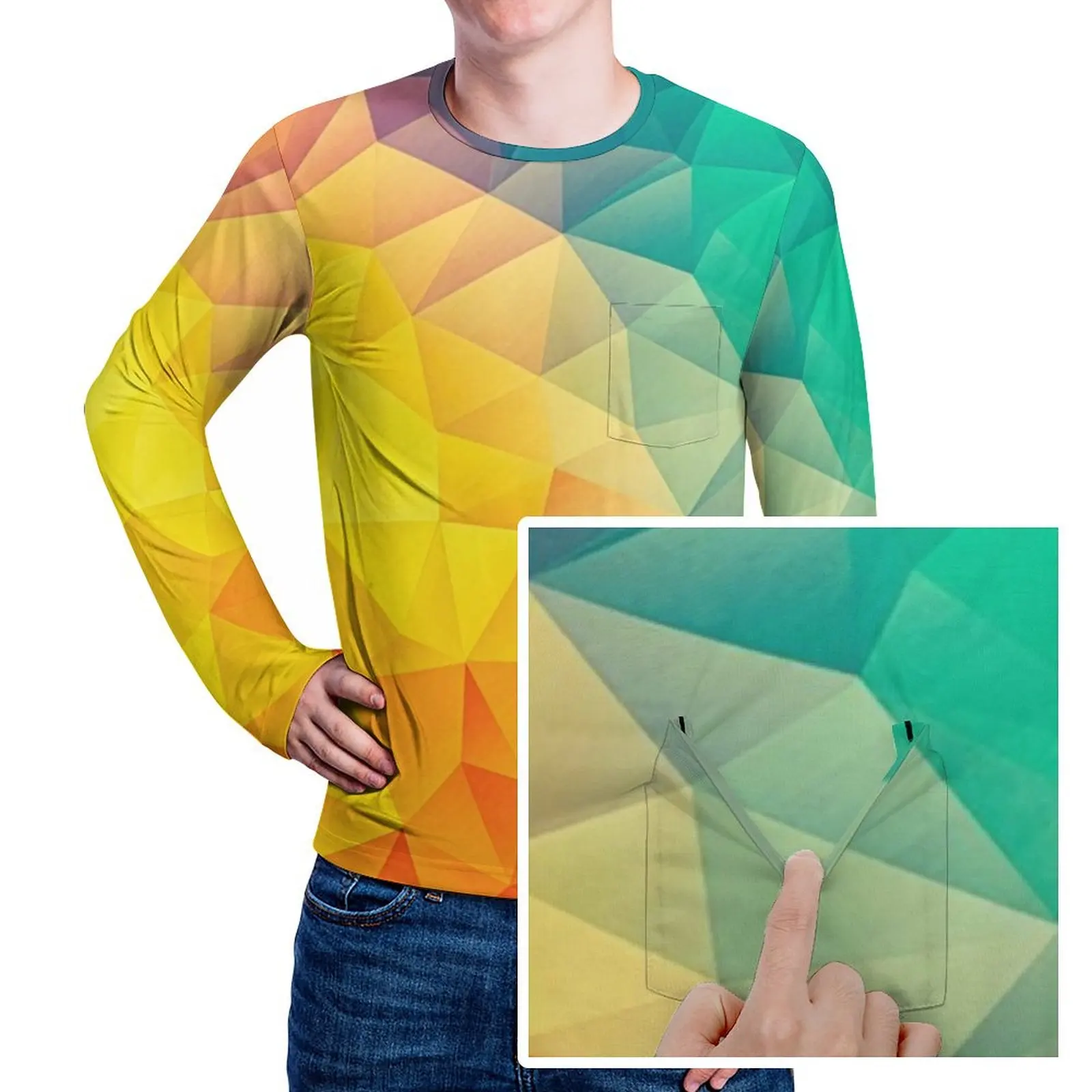 Multi Abstract Geometry T Shirt Autumn Cubizm Painting Awesome T Shirts Men Retro Pattern Tshirt Plus Size