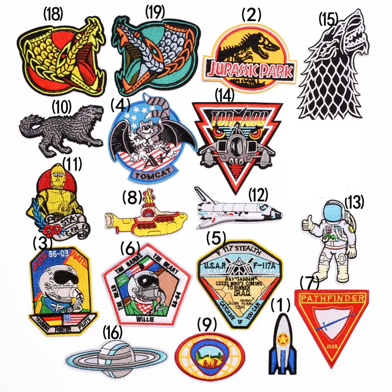 Nuovo ricamo Cartoon Animal Rocket Plane Patch accessori per abbigliamento toppa decorativa per la riparazione del foro
