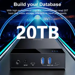UK Plug 3.5-inch 2.5-inch External Hard Drive Enclosure Multi-Port Hub USB 3.0 to SATA Hard Drive Docking Station 20TB