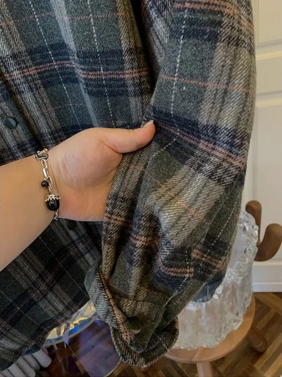 فريد منقوشة الصوفية مقنعين عادية القطن Jaet فضفاضة تناسب Thiened طويلة Sve Ladylike Commute Sle معطف الشتاء المرأة