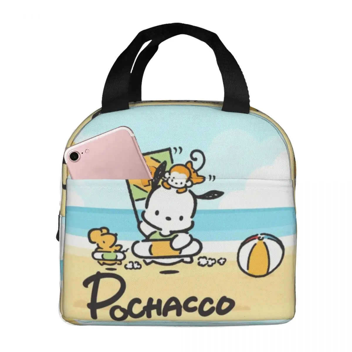 

Вместительная женская сумка для еды Sanrio Plchacco, портативная Милая школьная коробка для еды для собак