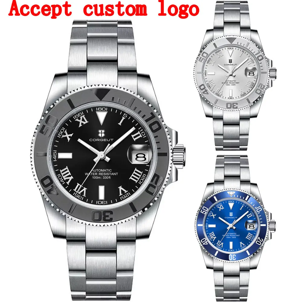 DIY Custom Automatic Watch Logo For Man High Quality NH35 Diving Mechanical Watches Sapphire Waterproof Ceramic Bezel 120 Click