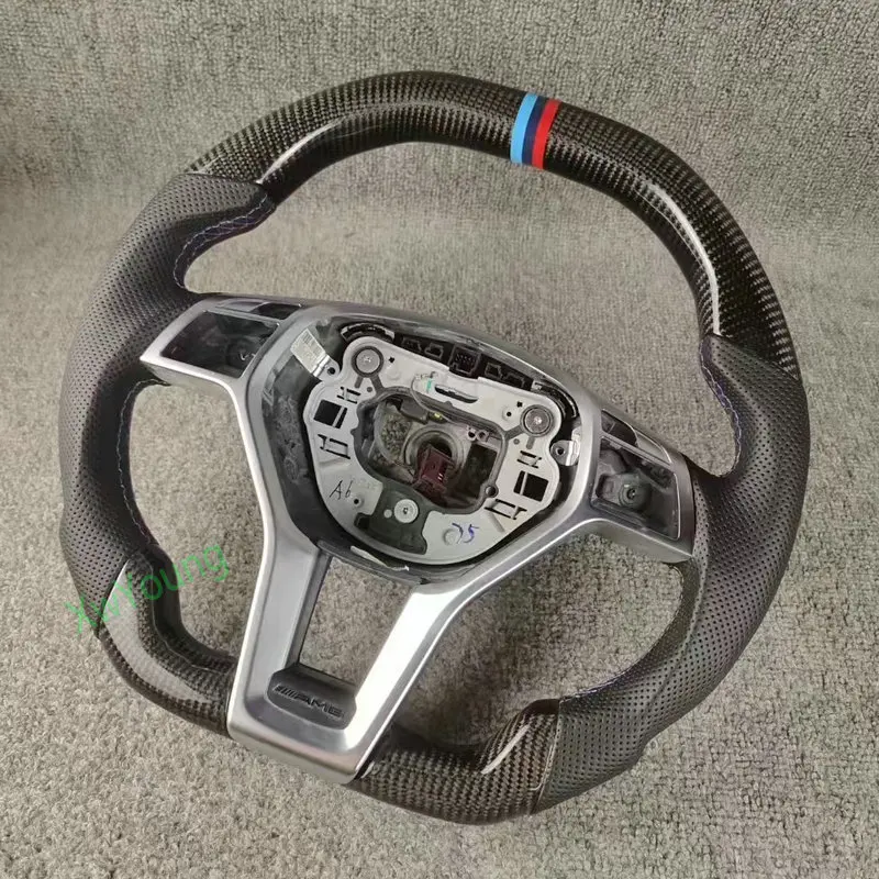 100% Real Carbon Fiber+ Leather Steering Wheel For Mercedes-benz C Class 166 W204 C260 CGI C180