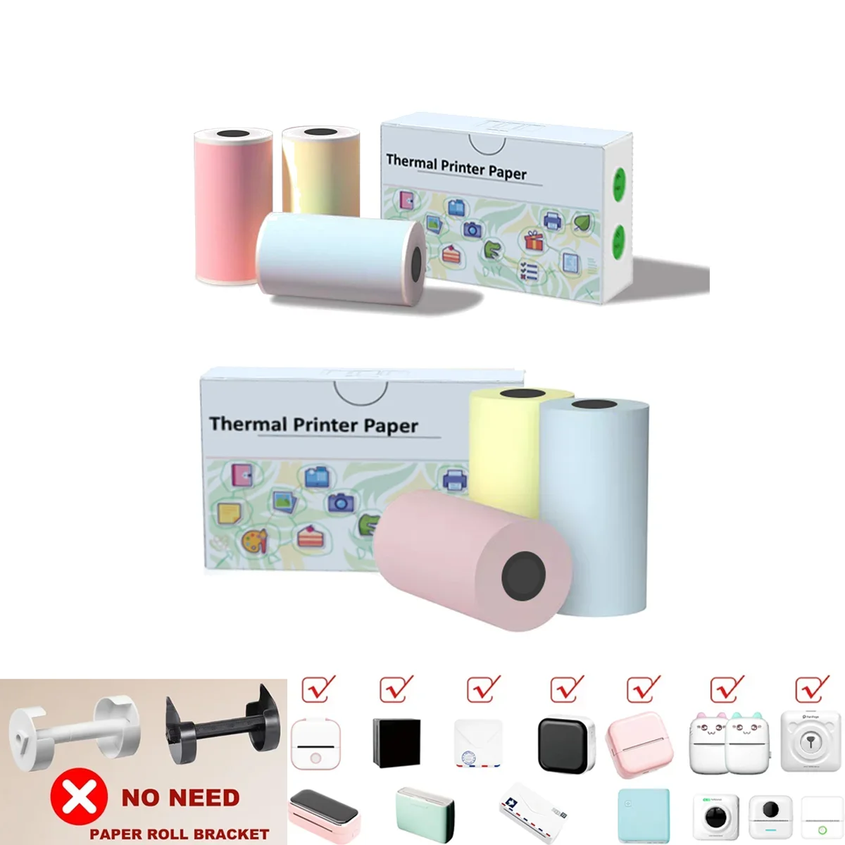 57MM Mini Thermal Paper Color Thermal Paper Self-adhesive/No-Sticky Portable Printer Paper For PAPERANG 57mm width Photo Printer