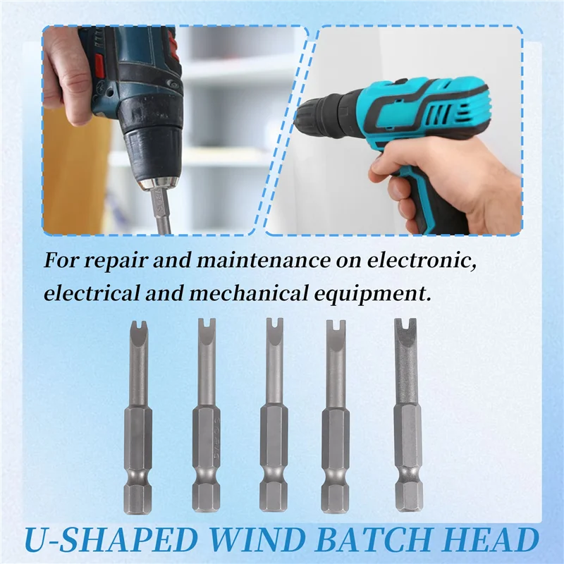 

B-T 5Pcs Set Security Bit Set Tamper Proof Screwdriver Drill Bit Screw Driver Bits Hex Shank Magnetic U Shaped 1/4 Inch Driver B