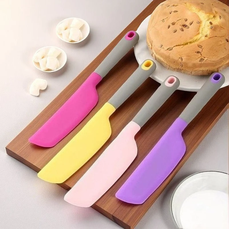 Long Handle Silicone Scraper Heat‑Resistant Thick Flexible Spatula for Cake Cream Mixing Home Baking Tool Kitchen Pastry Utensil